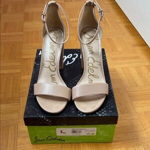 Sam Edelman Yaro Classic Nude Ankle-Strap Block Heels